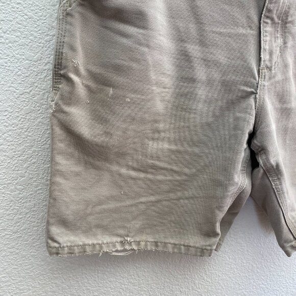 Carhartt Washed Duck Work Shorts Cargo Beige Tan 34 Workwear Distressed Stained - Picture 2 of 7